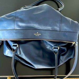 Large navy blue leather Kate spade bag